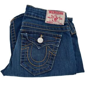 True Religion Jeans Womens 28 (28x29 ACTUAL) Petite Becky Bootcut Blue Denim